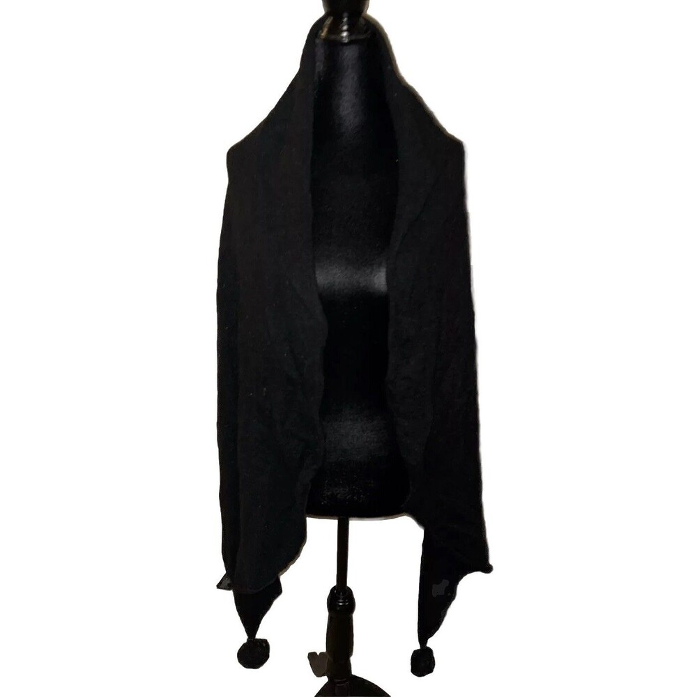 H&M Long Black Pom Pom Shawl Wrap Scarf